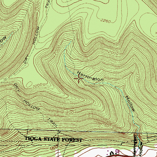 Topographic Map of Harrigton Trail, PA