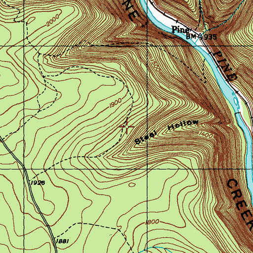 Topographic Map of Steel Hollow Trail, PA