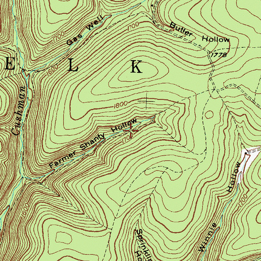 Topographic Map of Farmer Shanty Trail, PA
