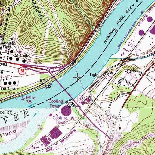 Topographic Map of Cooks Ferry (historical), PA