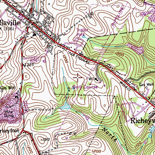 Topographic Map of Nemacolin Golf Course, PA