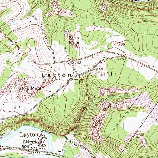 Topographic Map of Pleasant Grove School (historical), PA
