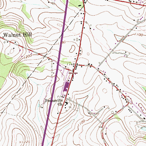 Topographic Map of Crossroads School (historical), PA