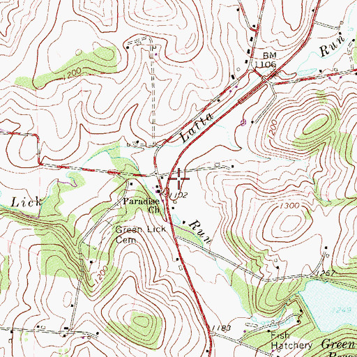 Topographic Map of Mud School (historical), PA