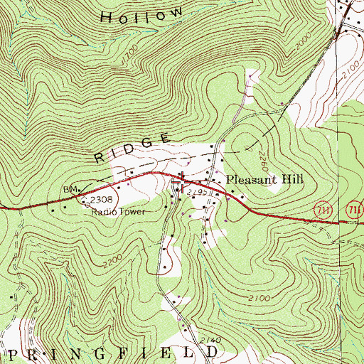 Topographic Map of Pleasant Hill School (historical), PA