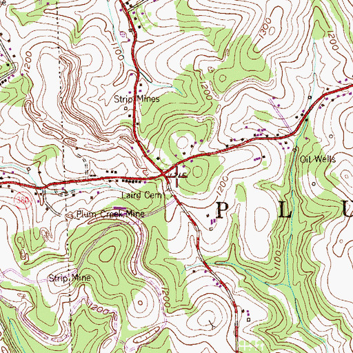 Topographic Map of Plum Creek Church (historical), PA