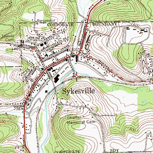 Topographic Map of Sykes Station (historical), PA