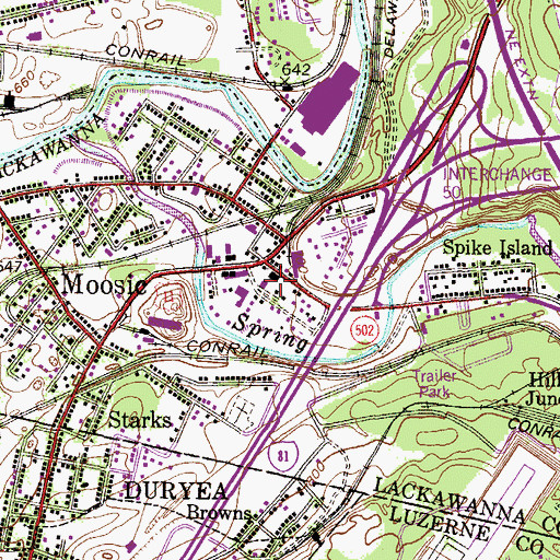 Topographic Map of Moosic Powder Works (historical), PA