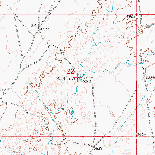 Topographic Map of Beetso Well, AZ