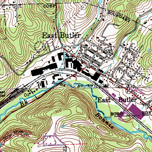 Topographic Map of Noeline Station, PA
