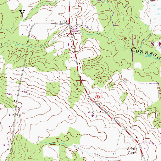 Topographic Map of Dennis School (historical), PA
