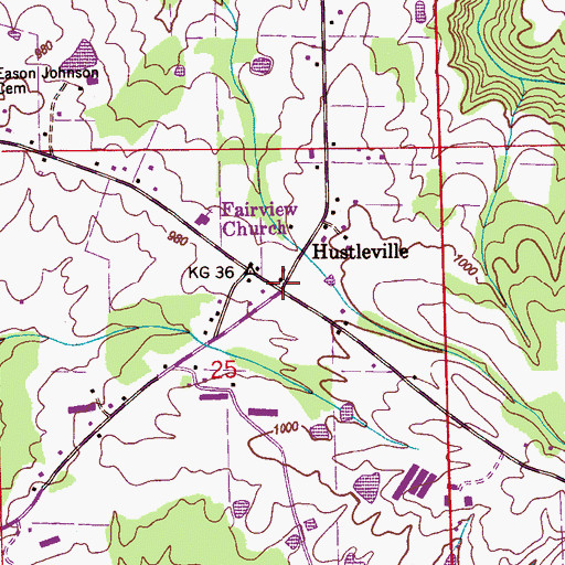 Topographic Map of Hustleville, AL