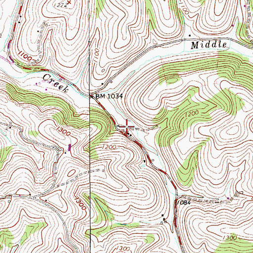 Topographic Map of Kimmins Schoolhouse (historical), PA
