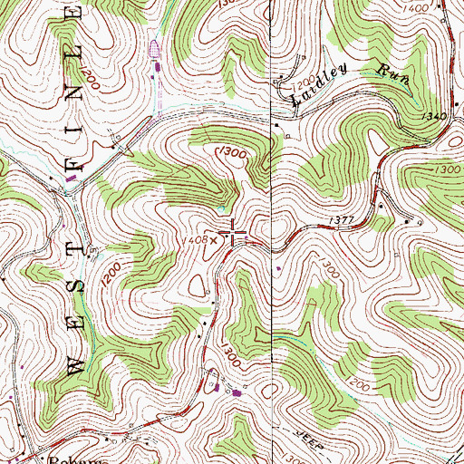 Topographic Map of Beham Knob School, PA