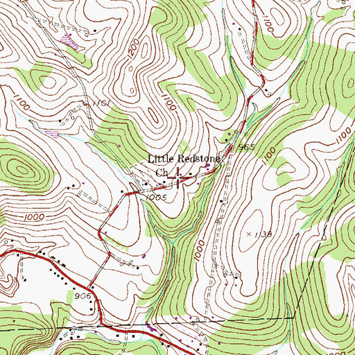 Topographic Map of Little Redstone School (historical), PA