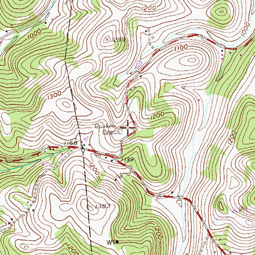 Topographic Map of Quaker Church (historical), PA