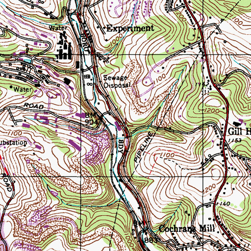 Topographic Map of Wallace, PA