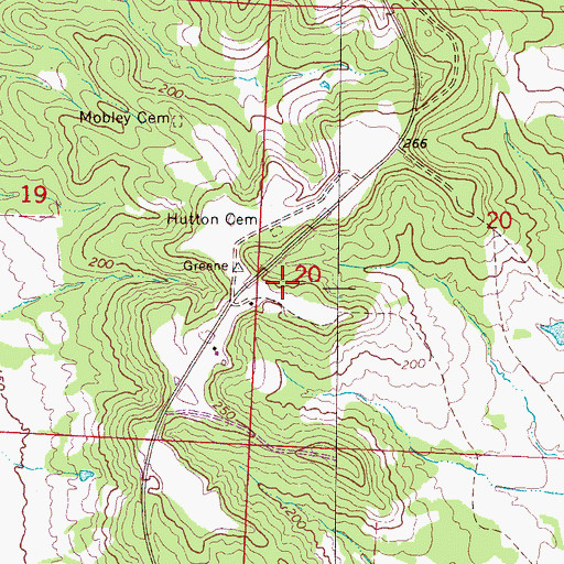 Topographic Map of Hutton Cemetery, AL