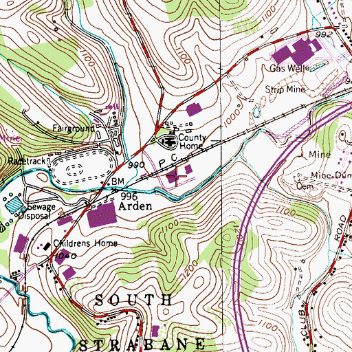 Topographic Map of Arden Trolley Museum, PA