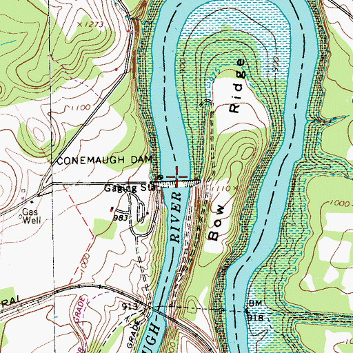 Topographic Map of Conemaugh Lake National Recreation Area, PA