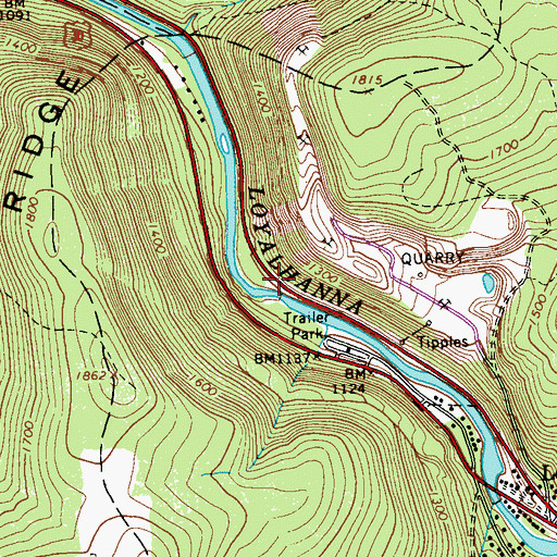 Topographic Map of Bakers, PA