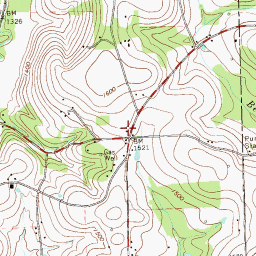 Topographic Map of Crossroads School, PA
