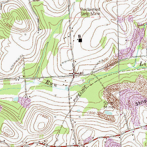 Topographic Map of Crossroads School (historical), PA