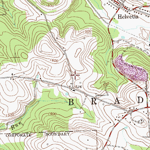 Topographic Map of Aurand School, PA