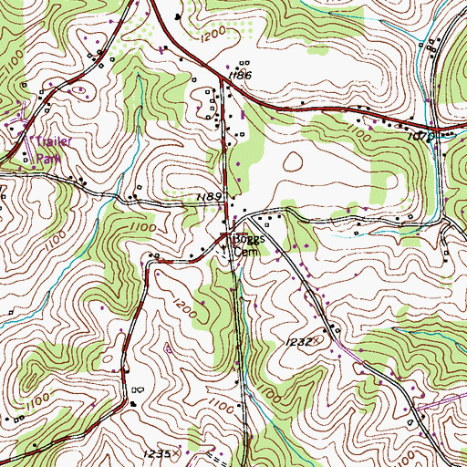 Topographic Map of Boggs School (historical), PA