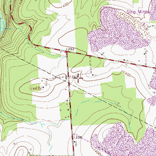 Topographic Map of Pine Hill School, PA