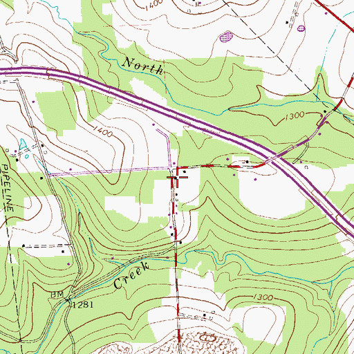 Topographic Map of Rockdale School, PA
