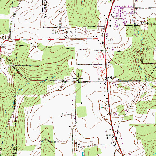 Topographic Map of Blair School, PA