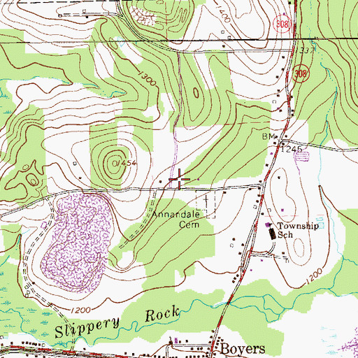 Topographic Map of Loque School, PA