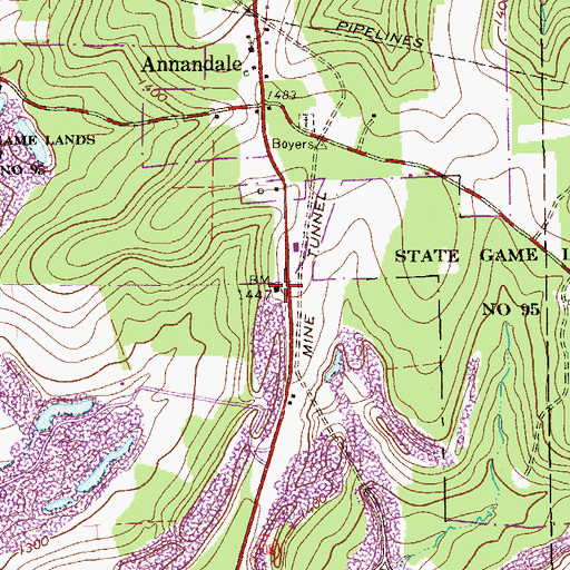 Topographic Map of Flat Rock School, PA
