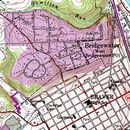 Topographic Map of Beaver Terrace, PA