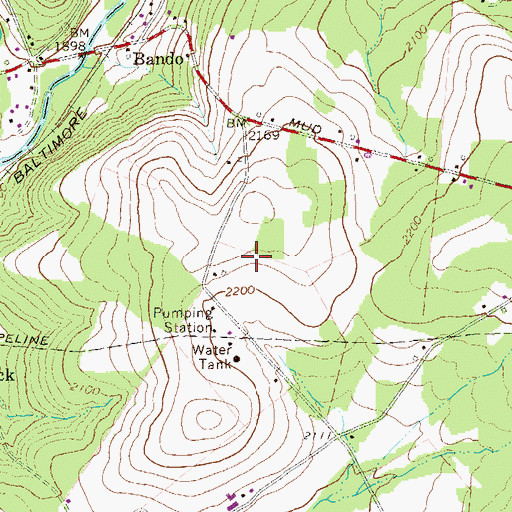 Topographic Map of McGregor Mines, PA