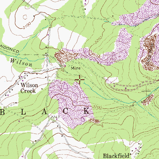 Topographic Map of Wilson Creek Mines, PA