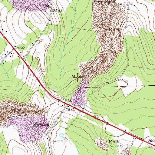 Topographic Map of Beachley Mine, PA