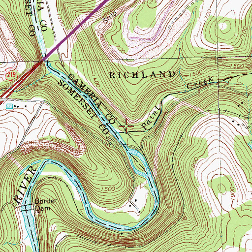 Topographic Map of Paint Creek, PA