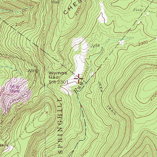 Topographic Map of Wymps Gap School (historical), PA