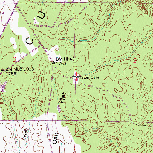 Topographic Map of Hytop Cemetery, AL