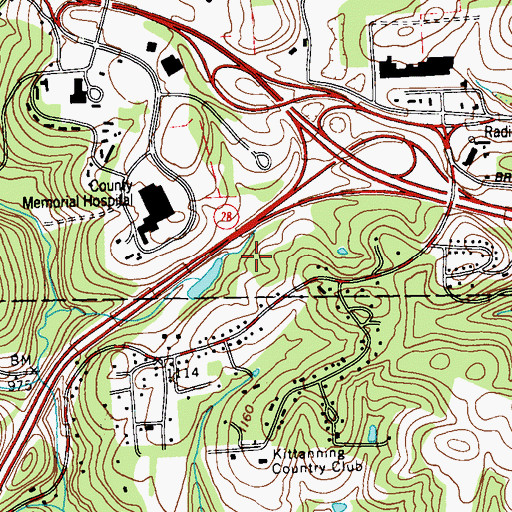 Topographic Map of Twin Lake Par 3 Golf Course, PA