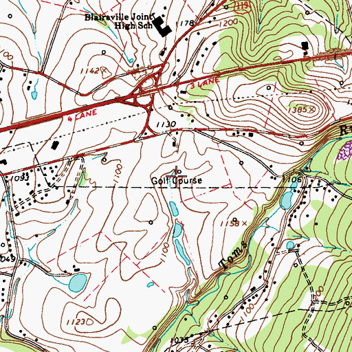 Topographic Map of Chestnut Ridge Golf Course, PA
