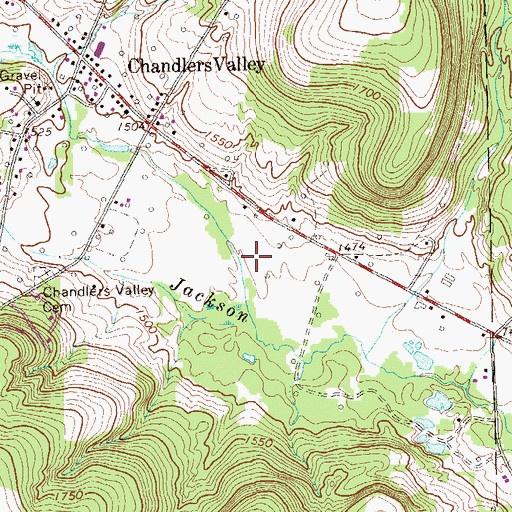 Topographic Map of Jackson Valley Golf Course, PA