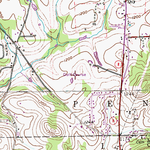 Topographic Map of Suncrest Golf Course, PA