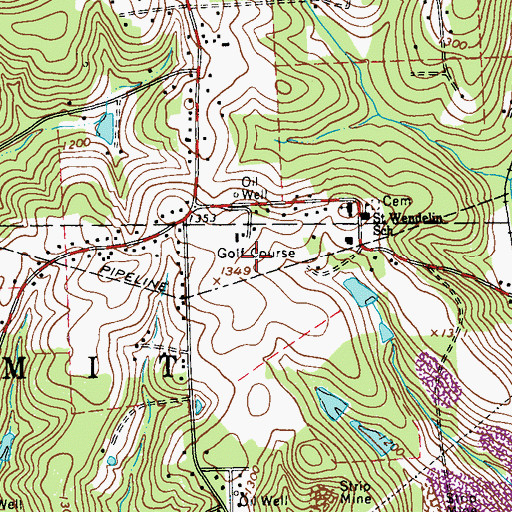 Topographic Map of Hiland Public Golf Course, PA