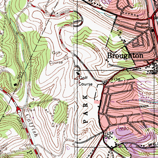 Topographic Map of South Park Golf Course, PA