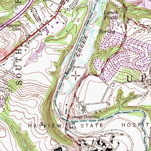 Topographic Map of Wingfield Pines Golf Course, PA