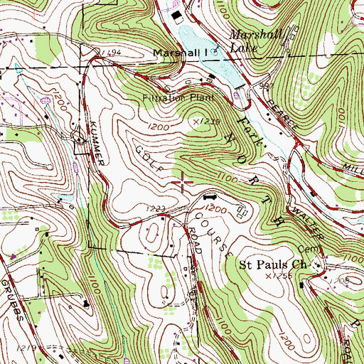 Topographic Map of North Park Golf Course, PA