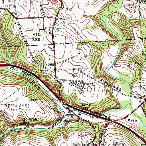 Topographic Map of Rose Ridge Golf Course, PA